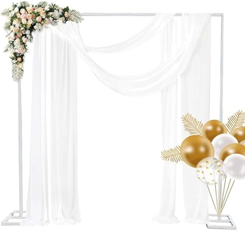 8.2FT Heavy Duty Adjustable Backdrop Stand Kit Square Wedding Arch Balloon Arch for Photo Booth Background Baby Shower Birthday Party Decorations by Unknown