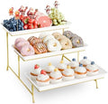 Bumusty 3-Tier Melamine Serving Tray Set, 14 x 7 in, Gold Stand by BUMUSTY
