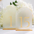 Frosted Arch Acrylic Table Numbers 1-15 with Stands - 5x7" Gold Mirror Wedding Table Numbers for Reception, Frosted Acrylic Table Signs with Holders for Banquet, Party, Anniversary, Event by Unknown