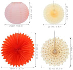 JOINPAYA 1set Fall Party Decoration with Pom Poms Flower Paper Fan Lantern - Image 2