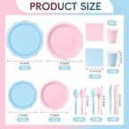 350 Pcs Gender Reveal Party Supplies for 50 Guests, Pink and Blue Paper Plates and Napkins Set with Cups, Knives, Forks & Spoons, Thickened Decagonal Plates for Baby Shower Boy or Girl Celebration - Image 4