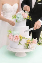 TINGE TIME 3Pcs Pre-made Cake Toppers，Silk Artificial Flowers Decor，Cake Decorations for Weddings, Birthdays, Party,Baby Shower,Celebration (Mint Green and Pink) - Image 5