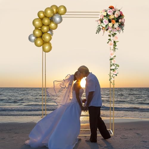 Square Backdrop Stand, Galvanized Color Metal Balloon Arch Stand, Wedding Arch Garden Gazebo Backdrop - for Wedding, Baby Birthday Party, Birthday Party Photo backdrops - Image 4