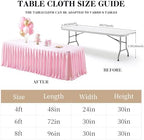 Wish Care Pink Satin Table Clothes for 6 Foot Rectangle Tables - 6FT Wrinkle Resistant Glitter Rectangle Tablecloths, Party Table Covers for Wedding Banquet, Baby Shower, Birthday, Holiday Dinner - Image 4