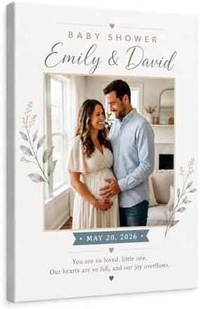 TWING Custom Baby Shower Welcome Sign Photo Canvas Wall Decor, 20 x 30 in by TwingRepublic