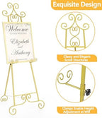 Easel Stand for Sign, Large Adjustable Floor Easel with Chain Support, Vintage Decorative Metal Display Stand for Wedding Signs, Paintings, Artwork, Posters, Pictures, Gold - Image 3