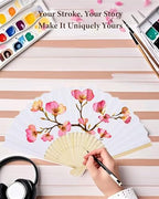 60 Pcs White Paper Hand Fans Foldable with 6 Colors Organza Bag - Image 4