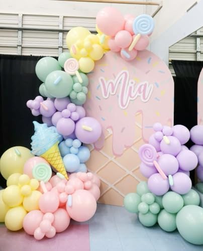 Arch Backdrop Cover Ice Cream Sprinkles Girls Birthday Party Decorations Arch Frame Fabric Cover Sweet ONE Candy Pink Baby Shower Baptism Parties (7.2x4ft Cover,Waffle) - Image 5
