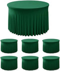 6 Pack Hunter Green Spandex Table Covers for Christmas, 60 Inch Round by HolidayIdeas