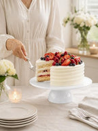 Porcelain Cake Stand, 12 Inch Round Cake Stand Display, White - Image 4