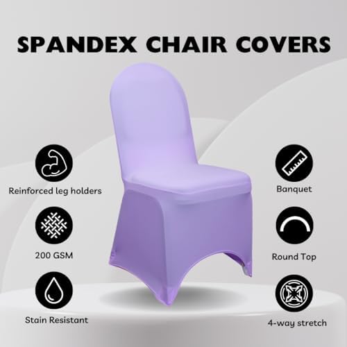 YOUR CHAIR COVERS - 6 Pack Lavender Stretch Spandex Banquet Chair Covers - Wedding Slip Premium Quality Cover - Image 2