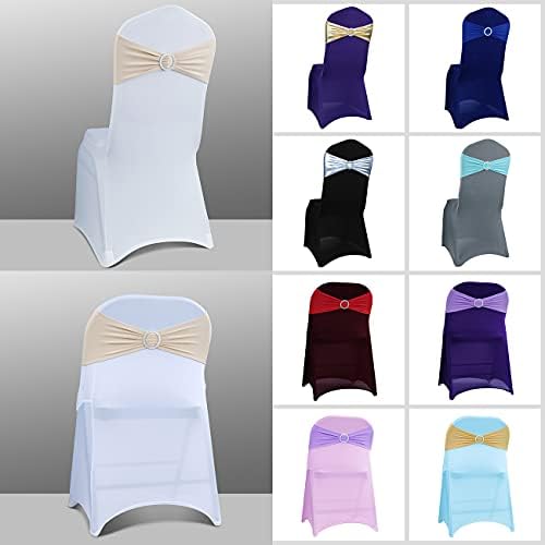 Babenest 50PCS Spandex Chair Sashes Bows for Wedding Party, Champagne - Image 4