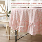 Blush White Gingham Tablecloth Round Dia.90” - Image 5