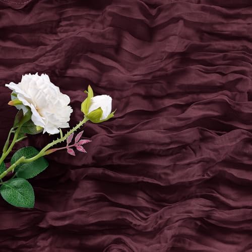 15 Pack Burgundy Cheesecloth Table Runner 9FT Rustic Sheer Table Runners 17x108 Inch Gauze Boho Runner for Wedding Bridal Baby Shower Birthday Party Table Decorations - Image 3