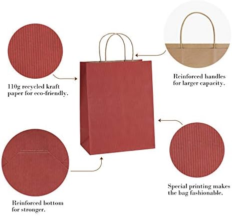 BagDream Medium Gift Bags with Handles 8x4.25x10.5 Inch Red 100 Pack Bulk - Image 5