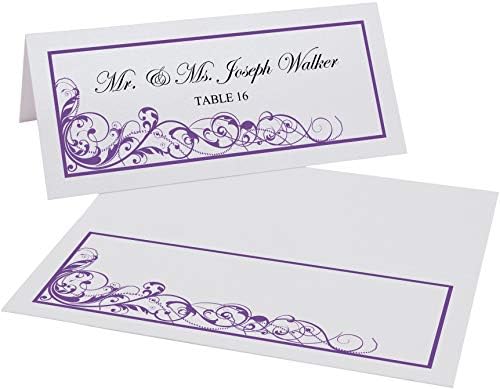 Scribble Vintage Swirl Place Cards, Purple, Set of 60, Pre-cut and Scored - Image 2