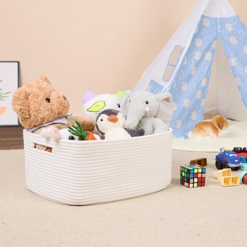 MiniArk Large Storage Baskets for Shelves, 17 x 13 x 7.5” Closet Organizers Bins for Clothes Blanket Towels, Baby Nursery, Toy Baskets Box, Woven Rope Baskets, 2 Packs Off White - Image 5