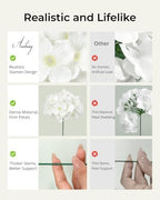 Auihiay 64Pcs Hydrangea Artificial Flowers Bulk, Silk White Hydrangeas - Image 4