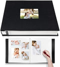 HoneyTolly Large Photo Album Self Adhesive, DIY Scrapbook Album for 4x6 8x10 10x12 Pictures, 60 Pages Linen Cover Memory Book, Ideal Gift for Family Wedding Baby Christmas Anniversary(Black) by HoneyTolly