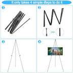 3 Pack 63 Inch Easel Stand for Wedding Sign, Poster, Portable Metal Painting Easels Stand Adjustable Folding Easel for Art Crafts Show,Arts,Birthday (Black) - Image 3