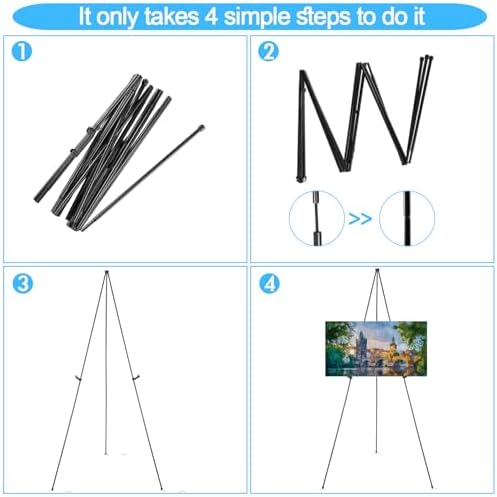 3 Pack 63 Inch Easel Stand for Wedding Sign, Poster, Portable Metal Painting Easels Stand Adjustable Folding Easel for Art Crafts Show,Arts,Birthday (Black) - Image 3
