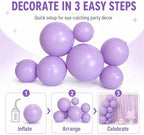 Reusable Inflatable Balloon, Reusable Inflatable Balloon Garland Arch Kit for Parties, Easy Setup Balloon Arch Decoration for Birthday, Wedding & Celebration (7Pcs Purple) - Image 2