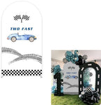 Arch Backdrop Cover for Fast ONE Racing Car Birthday Party Arch Spandex Fabric Cover Checkered Tire Track Car Kids Boys Baby Shower Parties Decors (4362,4x7.2ft) - Image 3