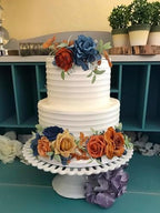 Rinlong 3Pcs Premade Cake Flowers, Navy Terracotta Wedding Cake Decor - Image 3
