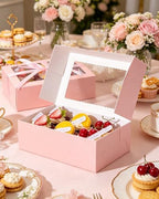 COTOPHER 50Pcs Cookie Boxes with Ribbons, 9x6x3 Inch Pink Bakery Boxes - Image 2