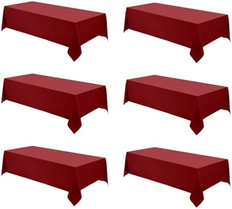 VidaFete 6 Pack 90 * 132inch Red Rectangle Tablecloth for 6ft Tables by VidaFete