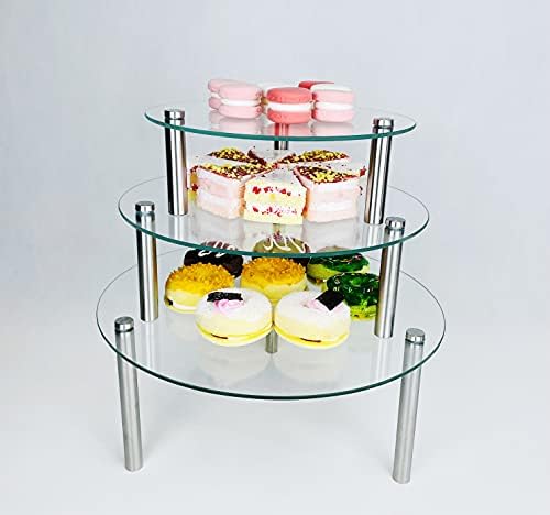 3 Pcs Round Tempered Glass Cake Stands Set 8 10 13 Inch Cupcake Holder - Image 7