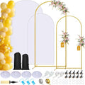Metal Arch Backdrop Stand and Cover Set of 2, 7.2ft 6ft Gold Party Back drop Arch Stand with Spandex White Background Covers Balloon Garland Kit for Birthday Parties Wedding Ceremony Baby Shower Décor by LifeisLuck