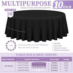 Showgeous 108 Inch Black Round Tablecloths, Polyester Table Covers - Image 2