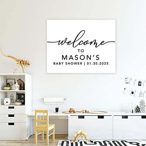 Andaz Press Personalized Large Canvas Baby Shower Welcome Sign, 16 x 20 Inches, Minimal Black and White, Guestbook Alternative, Custom Baby Shower Sign, for Baby Shower, Baby Sprinkle - Image 4
