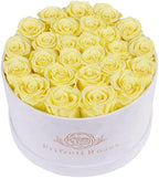 Prifroti 27 Roses in a Luxury Suede Box, Mother Day Flowers Gifts for Mom, Preserved Flowers for Her, Birthday Gifts for Women, Yellow by Prifroti