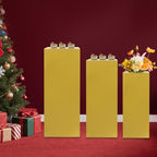 3PCS Square Gold Pedestal Stands for Party Metal Pedestal Display Stands Dessert Table Decoration Pillars Cake Pedestal Plant Stands for Party Birthday Wedding Props - Image 2