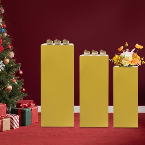 3PCS Square Gold Pedestal Stands for Party Metal Pedestal Display Stands Dessert Table Decoration Pillars Cake Pedestal Plant Stands for Party Birthday Wedding Props - Image 2