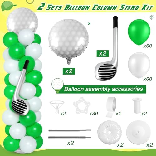 Soulchen 2 Set Golf Balloon Column Stand Kit, Green White - Image 2