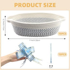 10 Pack Small Woven Basket with Gift Bags and Ribbons, Rectangle Storage Basket Set, Natural Cotton Rope Woven Baskets, Gift Basket for Baby Nursery, Toy Baskets, Bathroom Organization Bin - Image 2