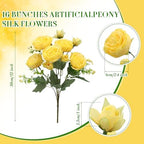 Geosar 16 Bundles Artificial Peonies Flowers,Purple, Yellow - Image 2