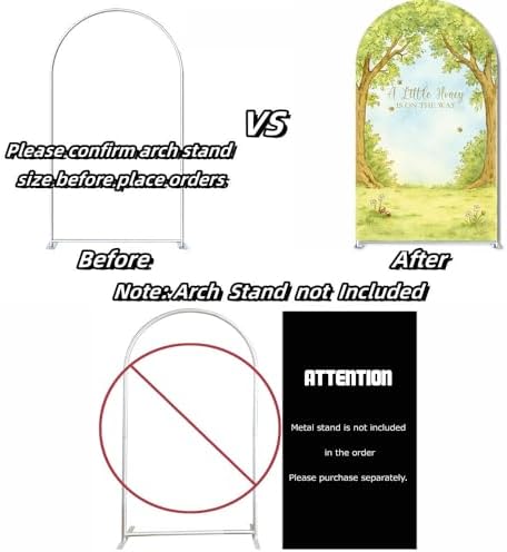A Little Honey is on The Way Baby Shower Arch Backdrop - Bee/Honeycomb/Jungle Themed Watercolor Party Banner, Photo Booth Background for Newborn Celebration Decor (Twin Trees,6FT) - Image 5