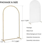 Skypatio 7.2FT Wedding Metal Arch Backdrop Stand with White Backdrop Cover, Balloon Gold Arch Stand for Birthday Party Baby Shower Wedding Decoration Stand for Backdrop - Image 3