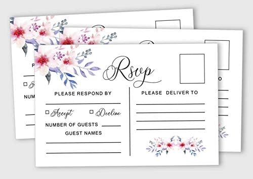 50 Blank RSVP Cards with White Envelopes-Floral & Leaves Style Response Card-RSVP for Wedding-Rehearsal Dinner-Baby Shower-Bridal Shower-Engagement Party Invitations - Image 2