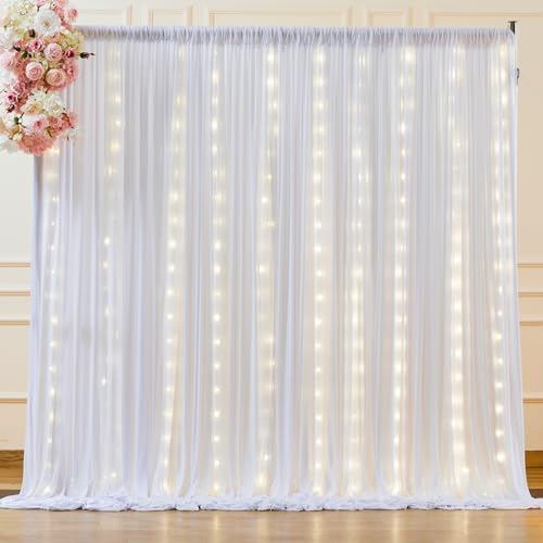 Shillance 30x10ft White Backdrop Curtains with Lights Photo Drapes Wrinkle Free Fabric Backdrop Curtain for Wedding Birthday Party Baby Shower Bridal Shower Home Party Background Decorations - Image 6