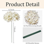 65Pcs Champagne Hydrangea Artificial Flowers Bulk,Realistic Silk Fake Flowers with Stems,Faux Hydrangea Flowers for Wedding Home Decor Centerpieces Living Room Garden Party Baby Shower Decor - Image 3
