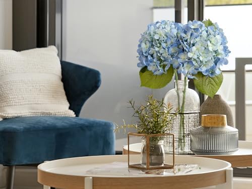 ZYTUYO 20in 4PCS Faux Blue Hydrangea Artificial Flowers Lifelike Latex Hydrangeas Faux Flower Heads Real Touch Fake Bouquet with Stem for Silk Floral DIY Home Office Party Table Decor - Image 3