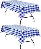 Hiasan Checkered Tablecloth 2 Pack, 54 x 108 inch, Royal Blue and White by Hiasan