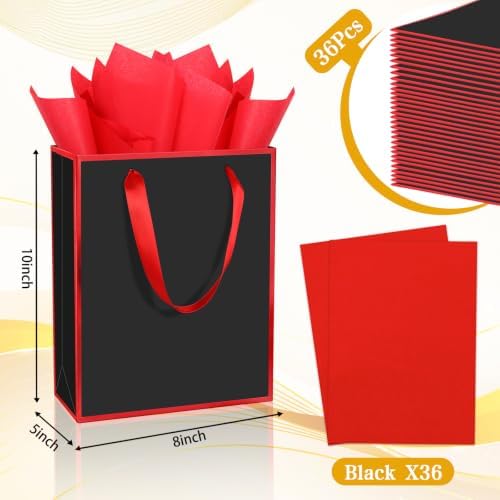 Epoesch 36 Pack Gift Bags with Handles & 36 Tissue Papers – 8x5x10 Inches - Image 2