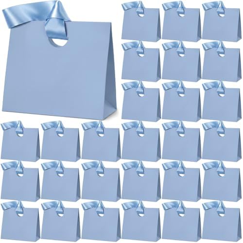 Feifeiya 30 Pcs Small Dusty Blue Gift Bags with Ribbon Handle by Feifeiya