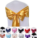 Gold Satin Chair Sashes Bows for Chair,7x108inchs,50pcs by Maiangel